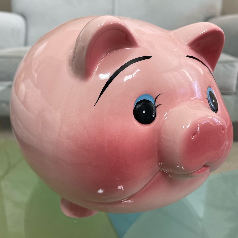 Vintage Blushing Pink Fat Belly Pig Coin Bank